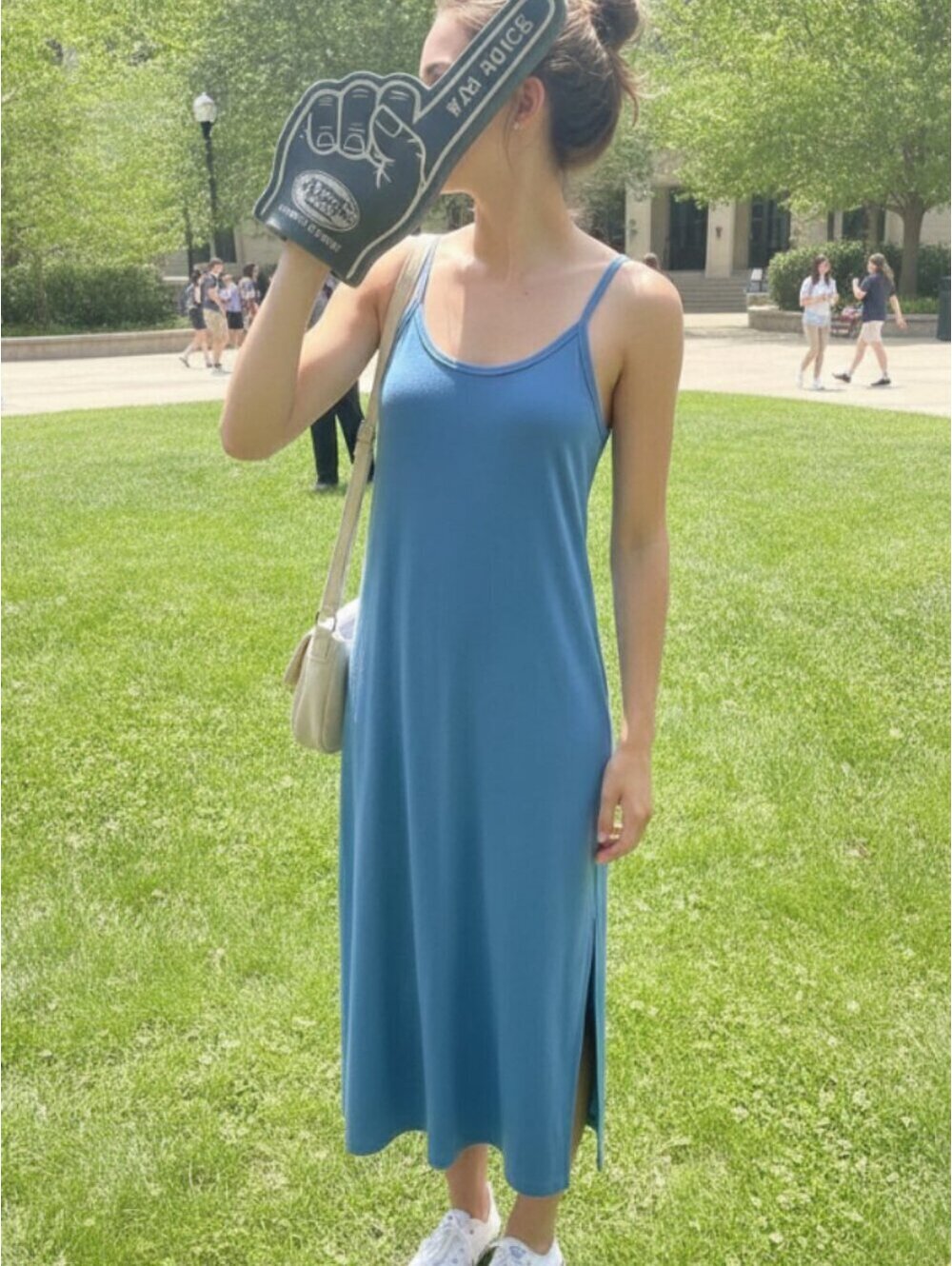 American Eagle | Sz L | Eagle Knit Cami Midi Dress Blue Adjustable Straps